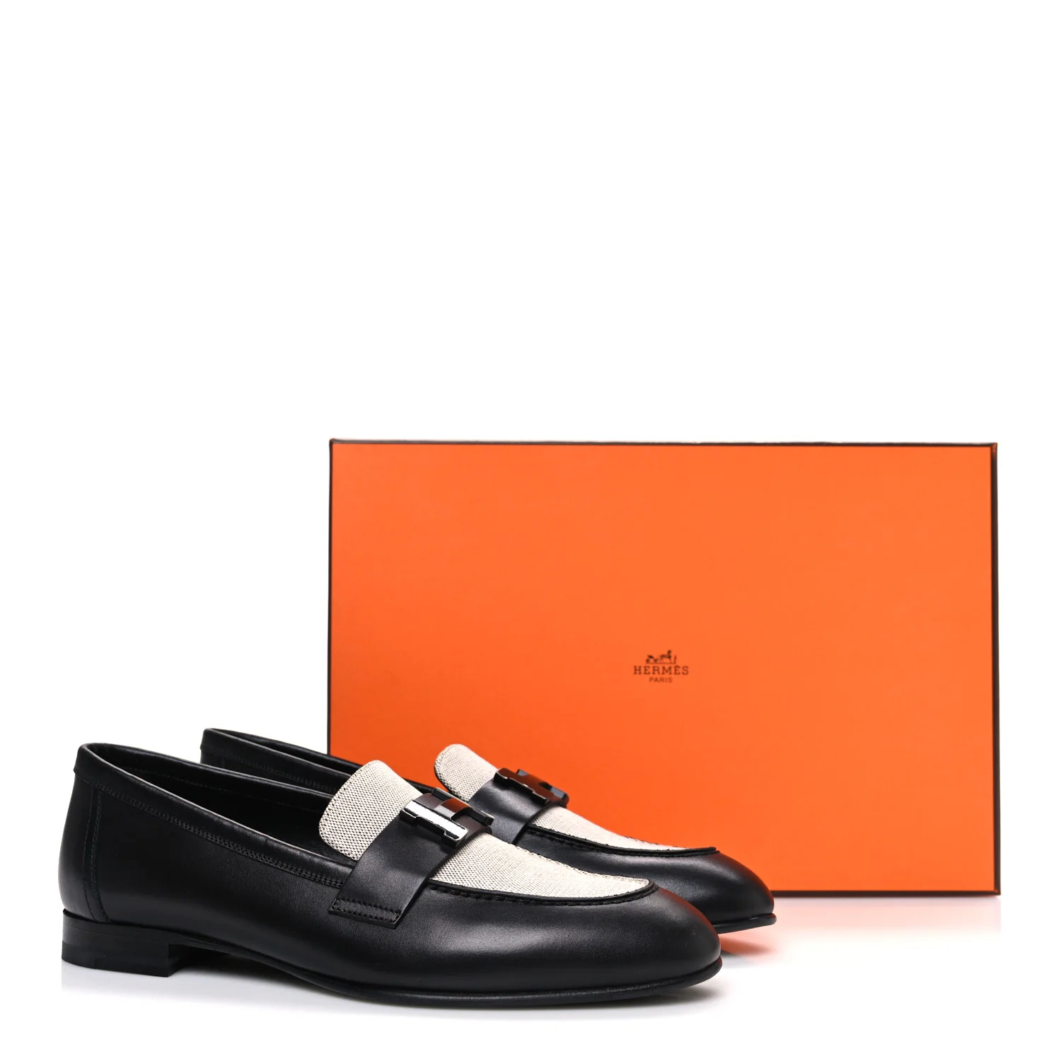 Toile De Coton Calfskin Womens Paris Loafers 37 Black Prunoir - Top Club