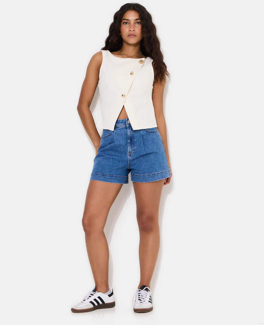 Pimkie Top sans manches façon gilet barman boutons bijoux