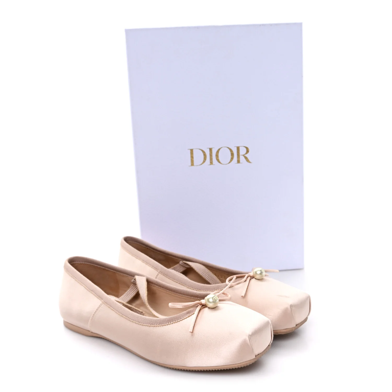 Satin Grosgrain D-Joy Ballet Flats 36 Beige Rose - Top Club
