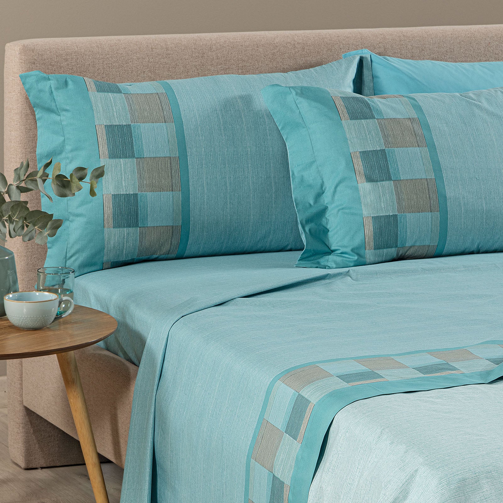 Completo Lenzuola In Cotone Oslo Singolo Anice Caleffi