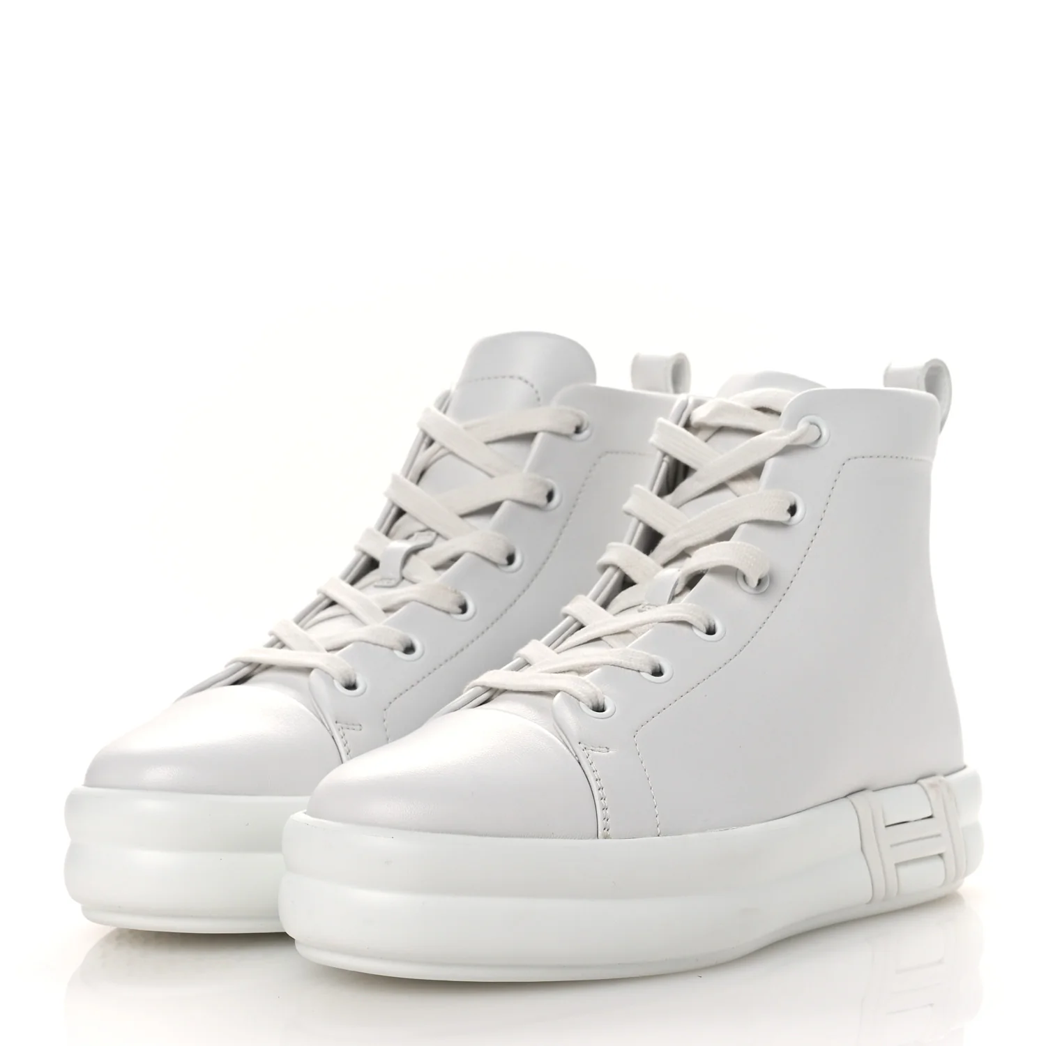 Calfskin Womens Happiness High Top Sneakers 36.5 White - Top Club