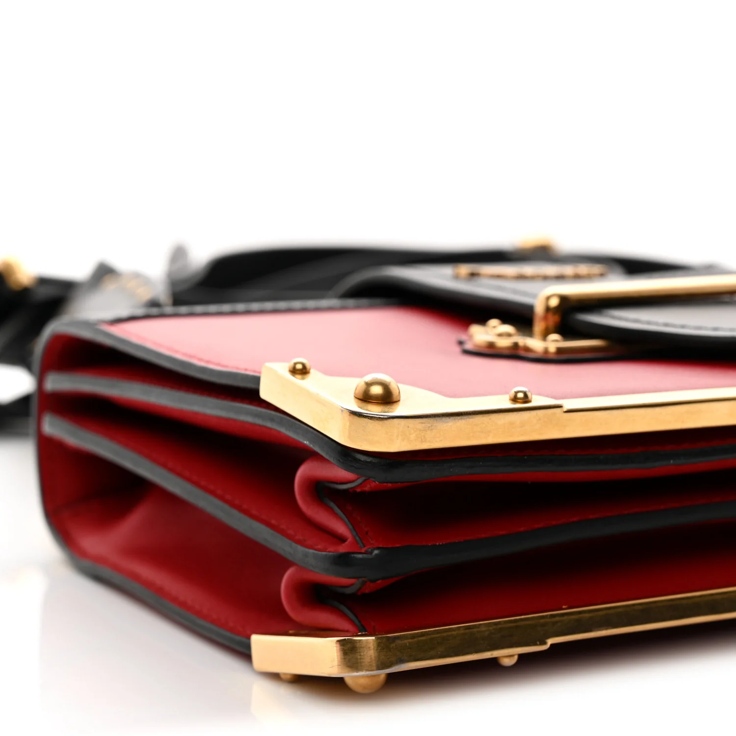 City Calfskin Saffiano Cahier Bag Fuoco Black - Top Club