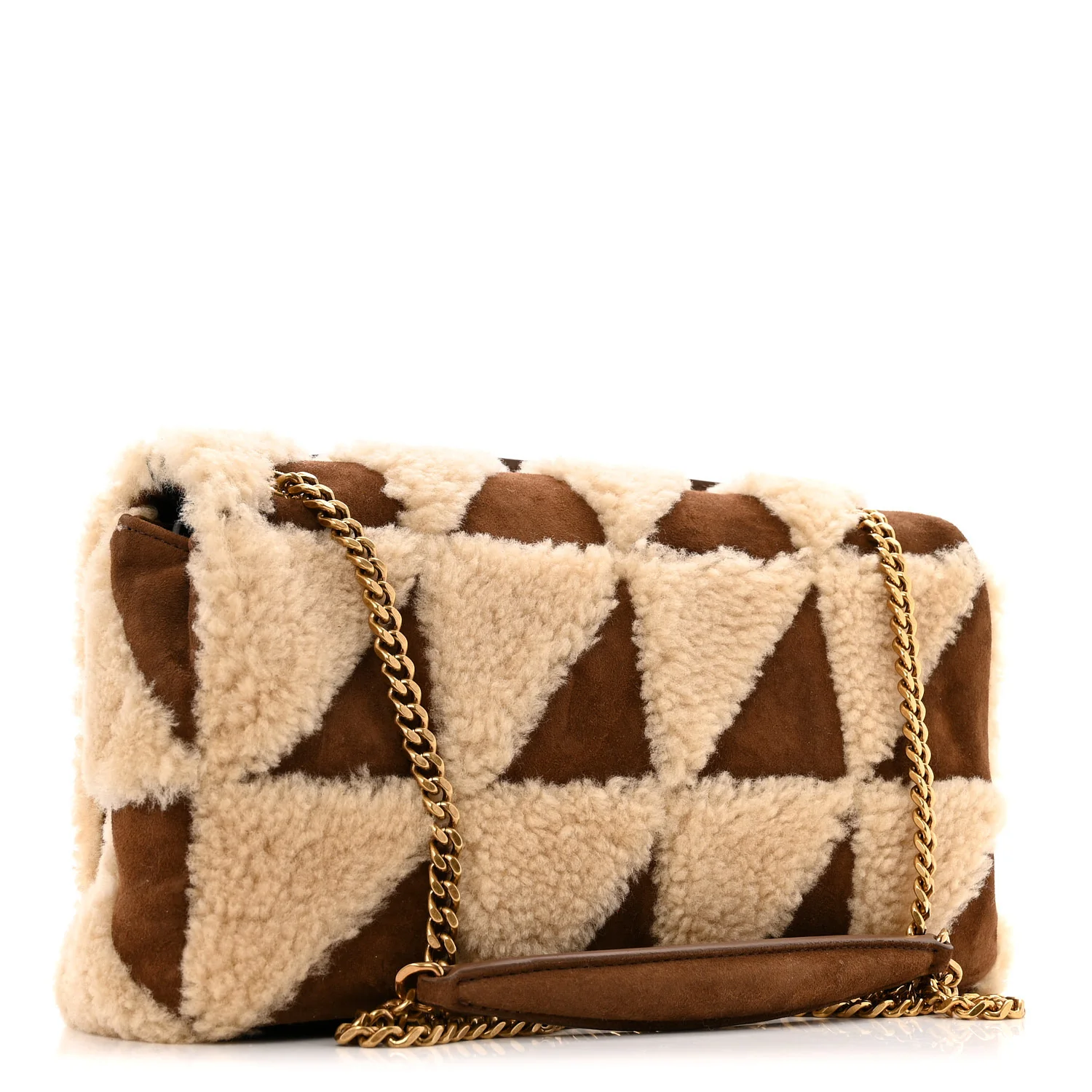 Suede Shearling Patchwork Monogram Medium Jamie Brown Beige - Top Club