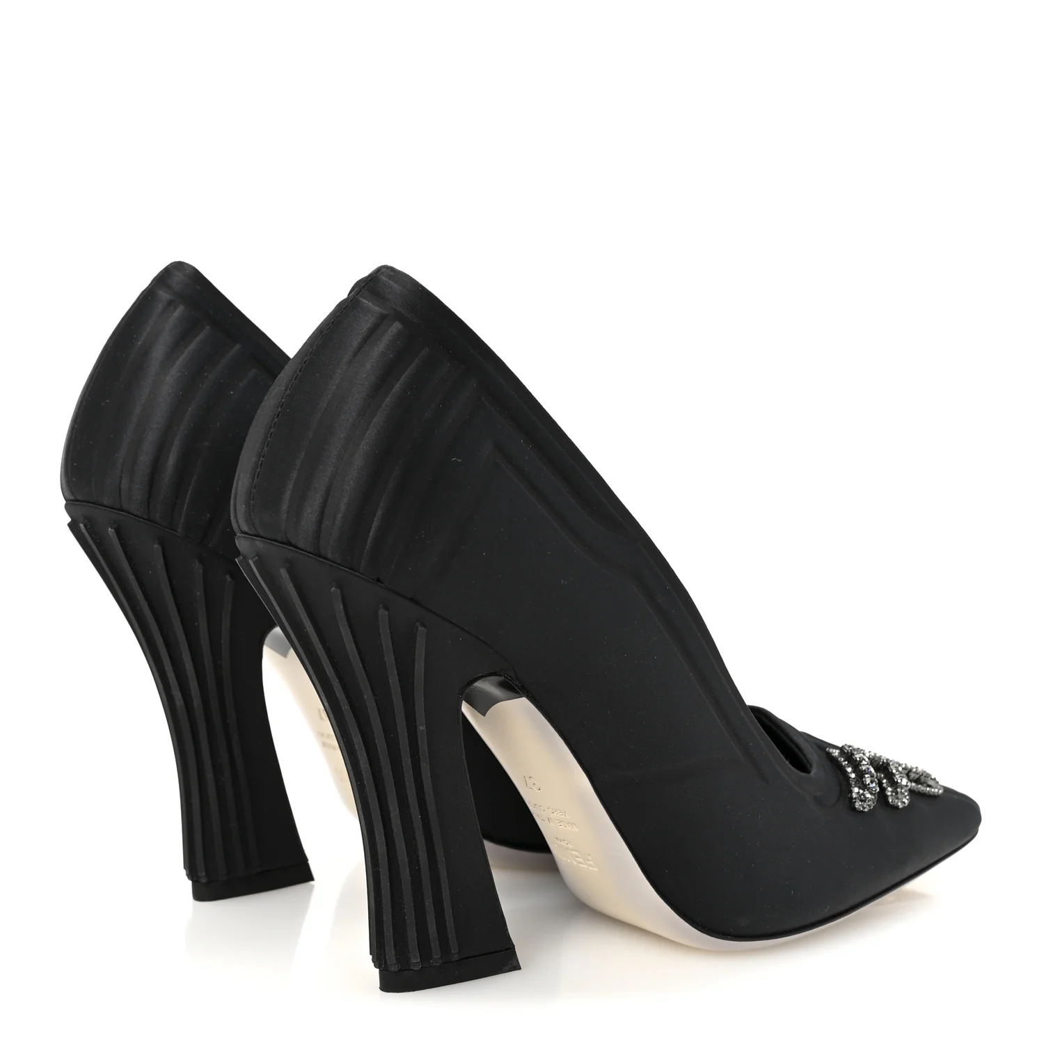 Satin Crystal Embellished FFreedom Pumps 37 Black - Top Club