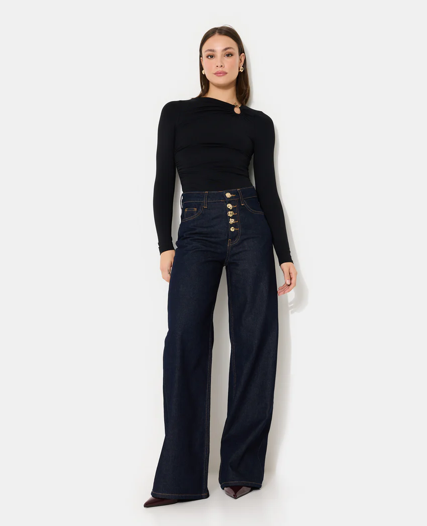 Pimkie Body en maille stretch avec col asymétrique et bijou