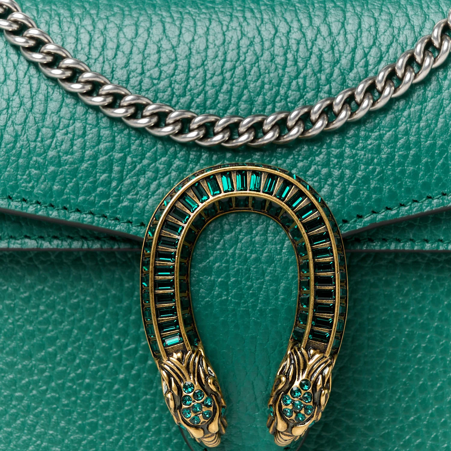 Dollar Calfskin Crystal Mini Dionysus Top Handle Bag Emerald - Top Club