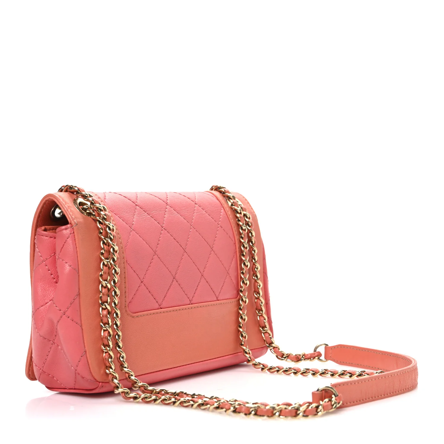 Shiny Sheepskin Quilted Vintage Mademoiselle Flap Coral Orange - Top Club