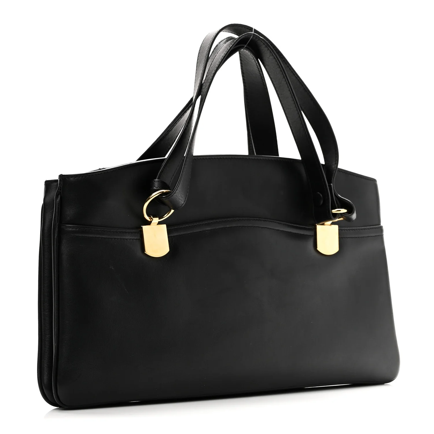 Vitello Palmellato Lux Large Arli Top Handle Bag Black - Top Club