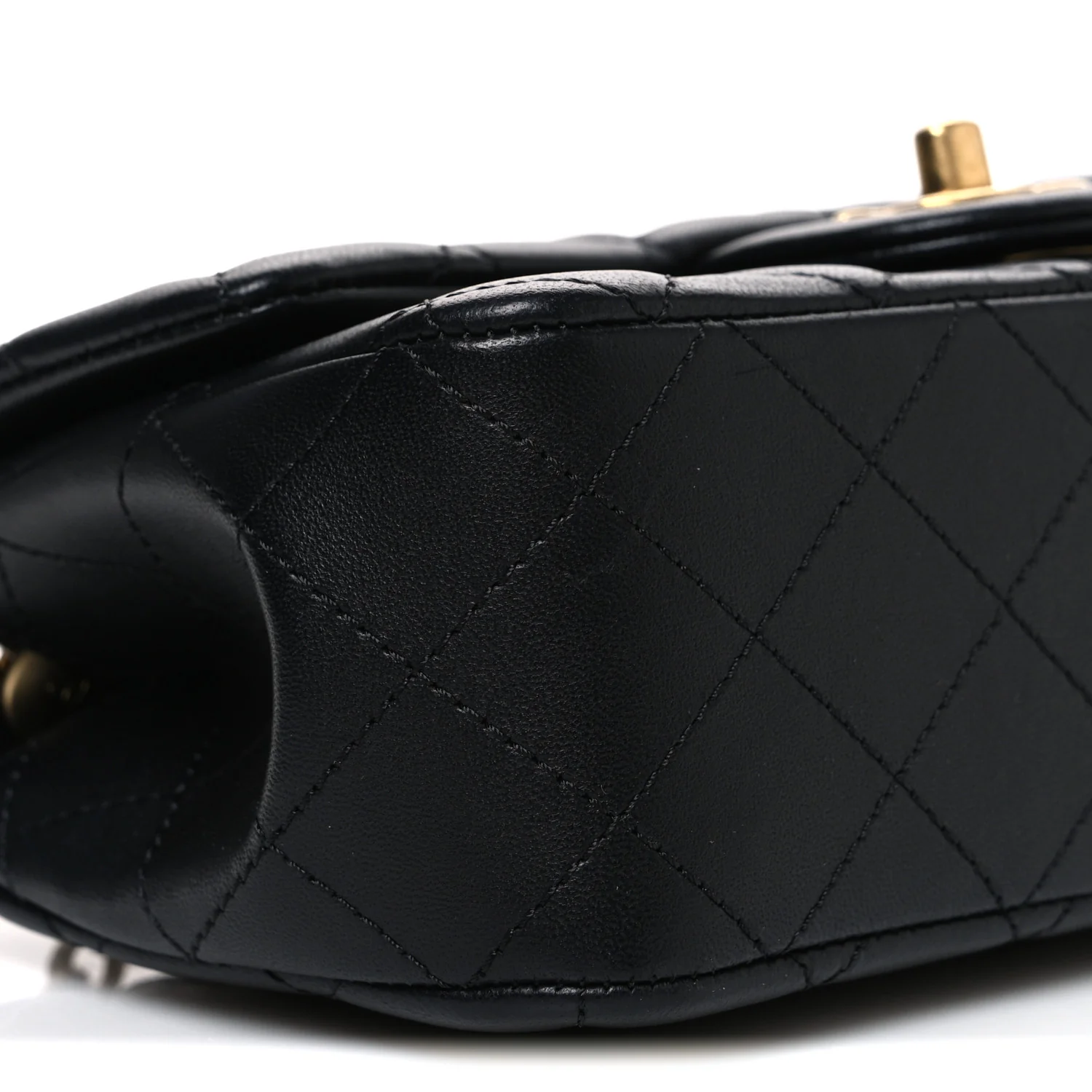 Lambskin Quilted Mini Rectangular Sweet Camellia Flap  Black - Top Club