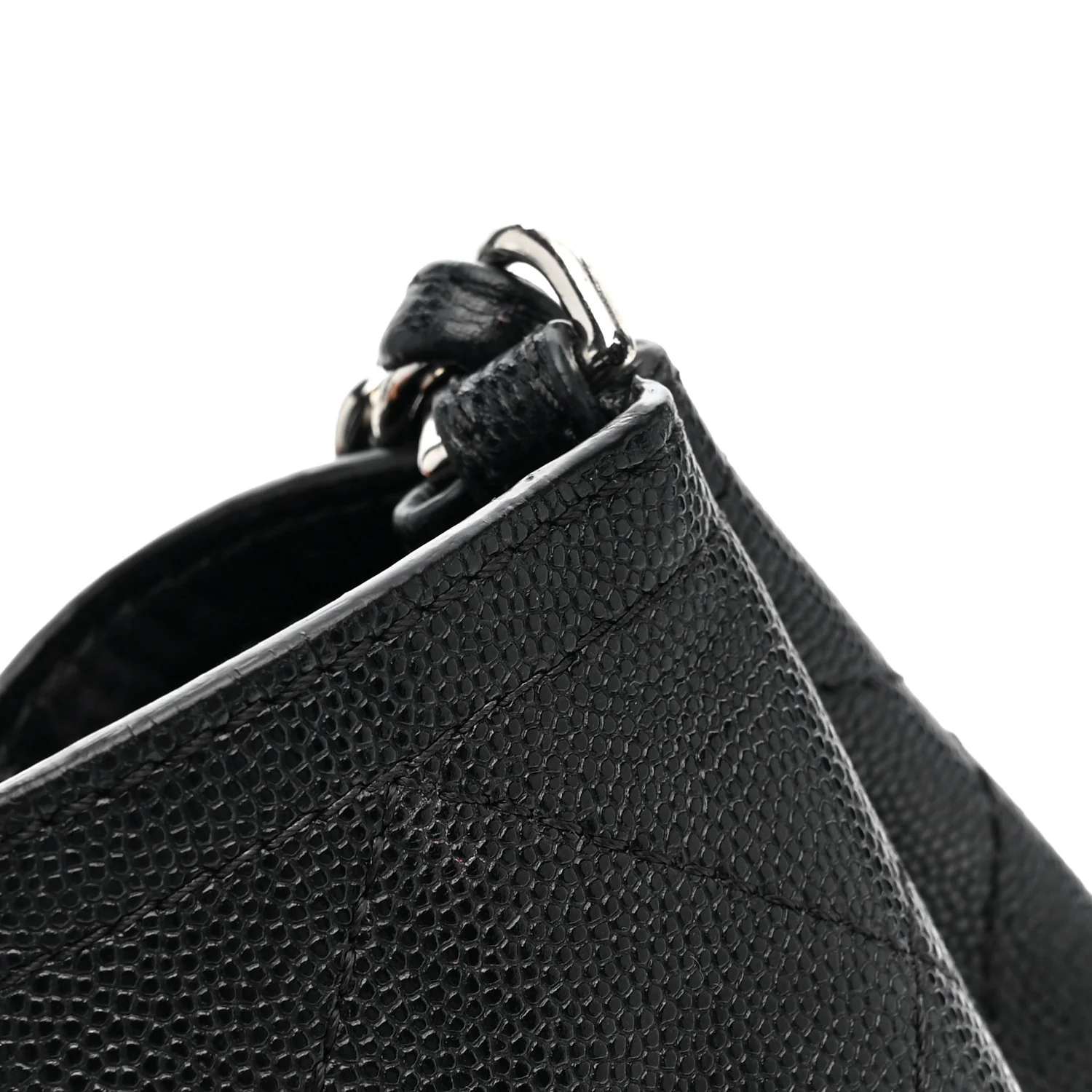 Caviar Stitched Large Lady Coco Shopping Tote Black - Top Club