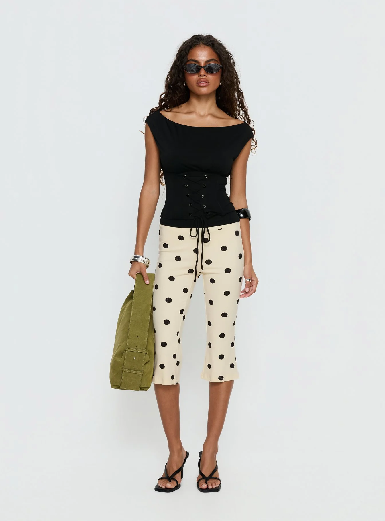 Samaira Capri Pant Cream Polka Dot