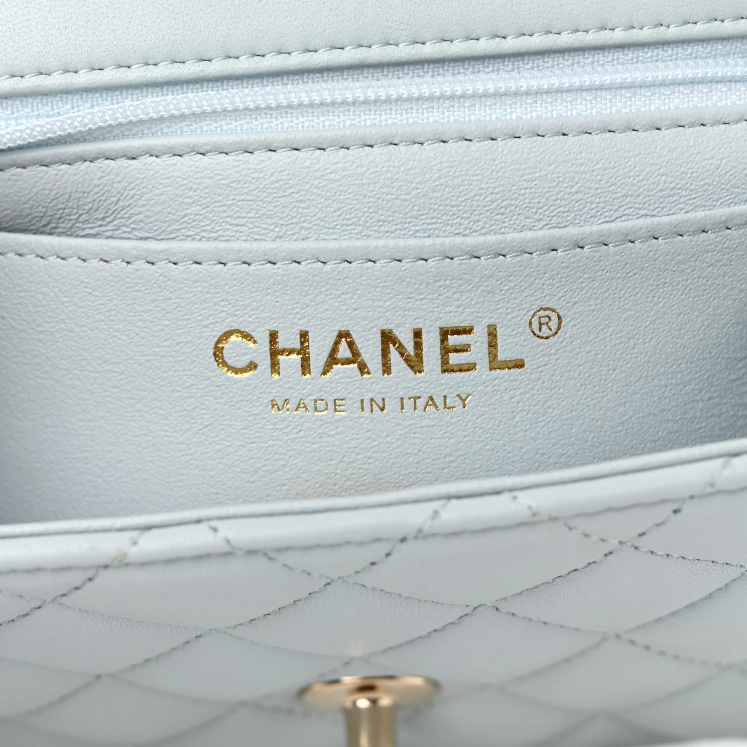 Lambskin Quilted Mini Top Handle Rectangular Flap Light Blue - Top Club
