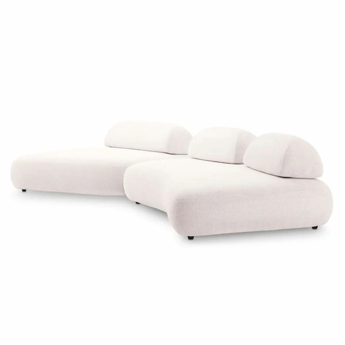 Luxury Sofa Cream White / Black - Modular 2-Piece Living Room Sofa