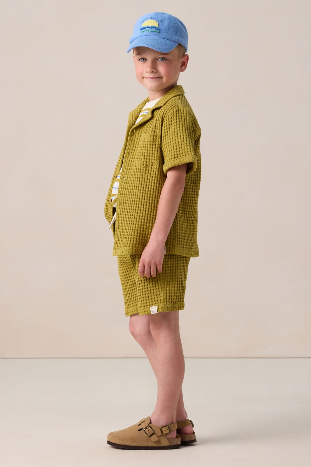 Lichtgroen wafelstof overhemd