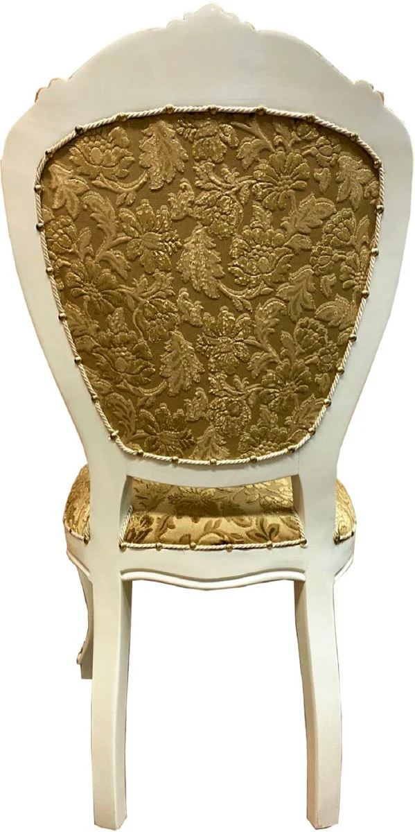 Pompöös by Luxury Baroque Dining Room Chairs Gold Bouquet Pattern / Cream White / Gold - Pompöös Baroque Chairs designed by Harald Glööckler - 6 Dining Room Chairs - Baroque Dining Room Furniture