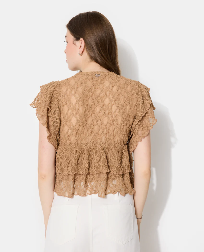 Pimkie Top en dentelle avec nouettes et volants
