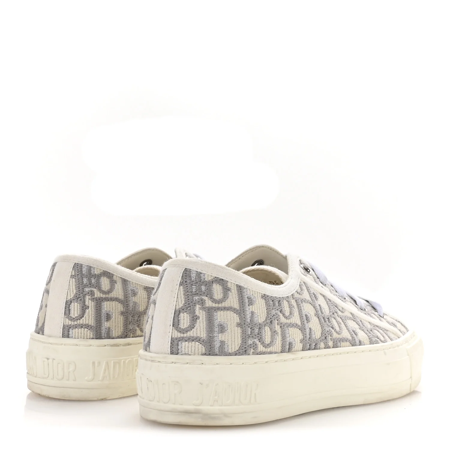 Canvas Oblique Walk'N'Dior Low Top Sneakers 36.5 Grey Stone - Top Club