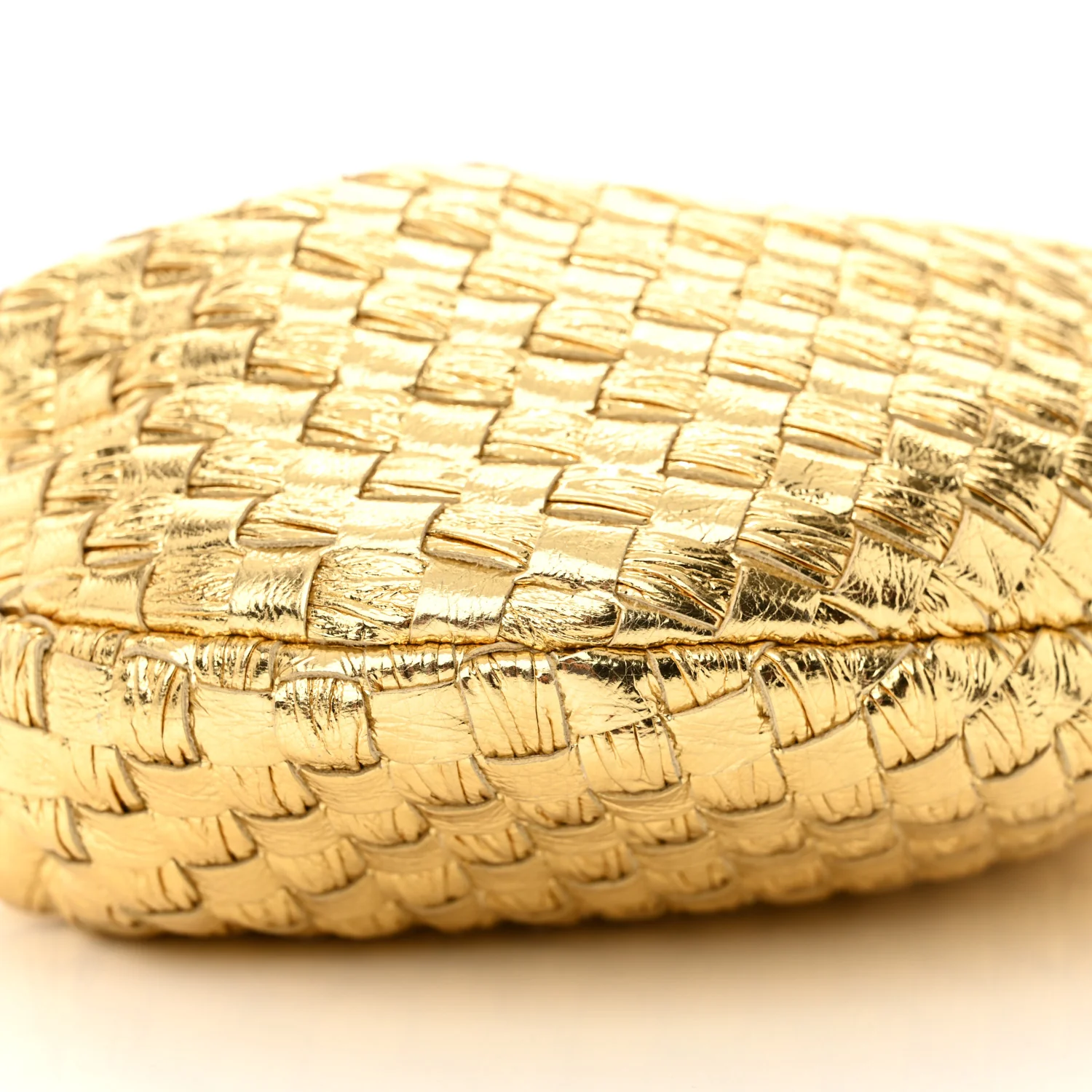 Laminated Calfskin Pressed Intreccio Mini Jodie Gold - Top Club