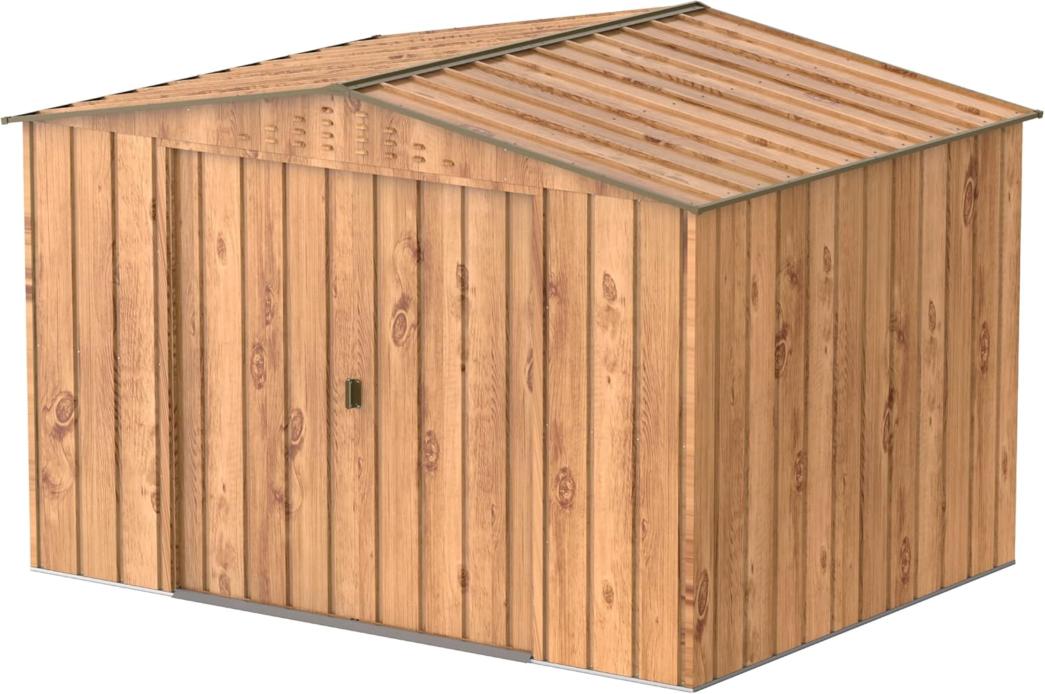 Duramax Top 10 x 8 Capanno da giardino in metallo resistente alle intemperie, Venatura del legno e Marrone