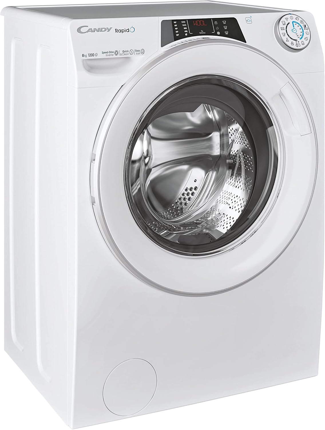 Candy RapidÓ Lavatrice 8 Kg, Libera Installazione, Carica Frontale, Classe A, 1200 Giri, 9 Programmi Rapidi, Funzione Vapore, Wi-Fi + BLE e App hOn, 60 x 53 x 85 cm, Bianca - RO 1284DWMST/1-S