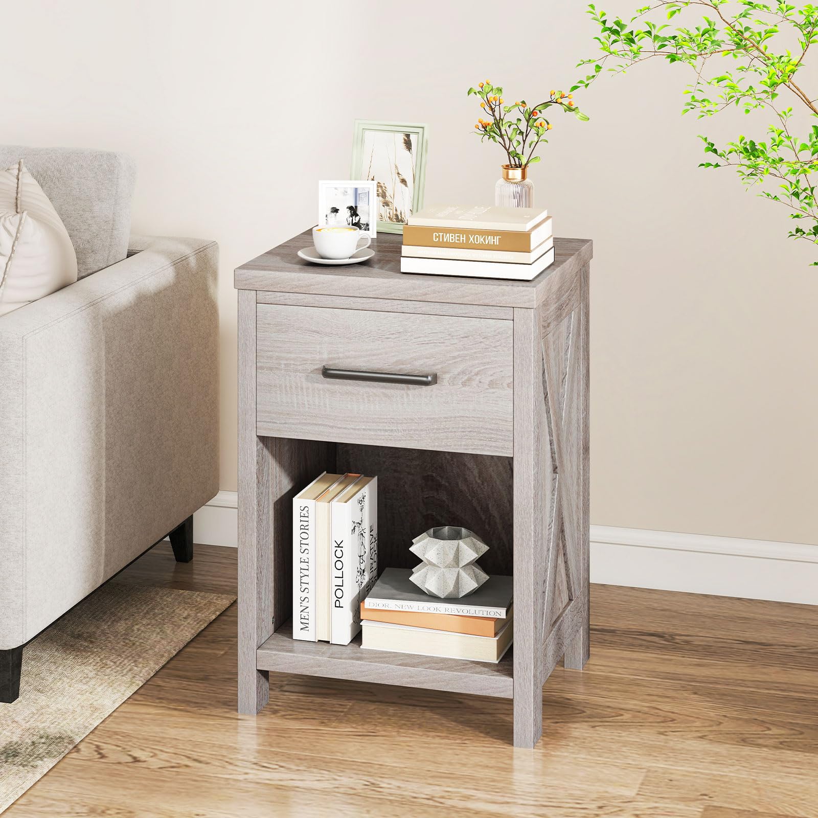 BEFOUNDLOVELY Farmhouse Nightstand with Drawer