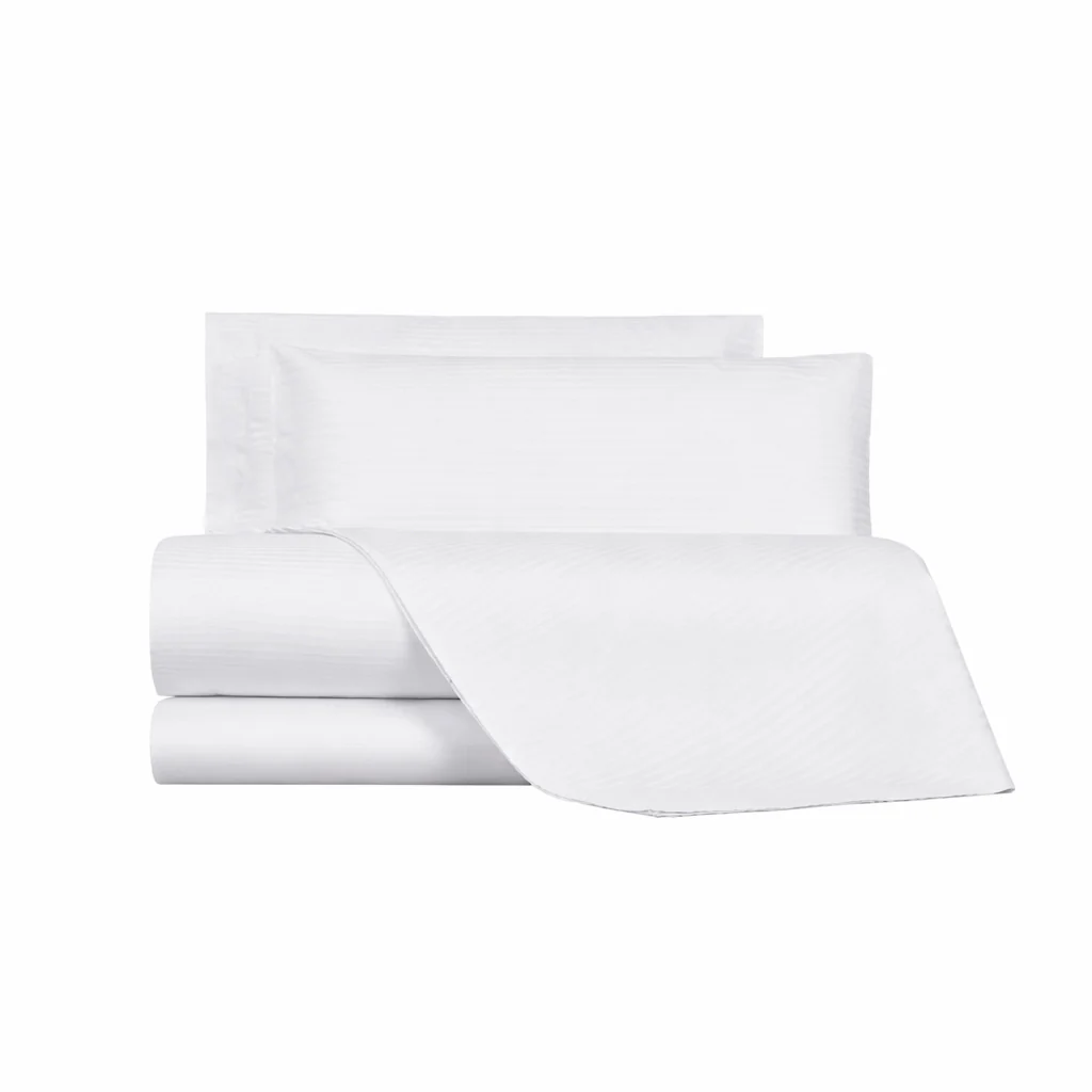 Completo Copripiumino In Raso Di Cotone Riga-Raso 255X255 Bianco Emporium