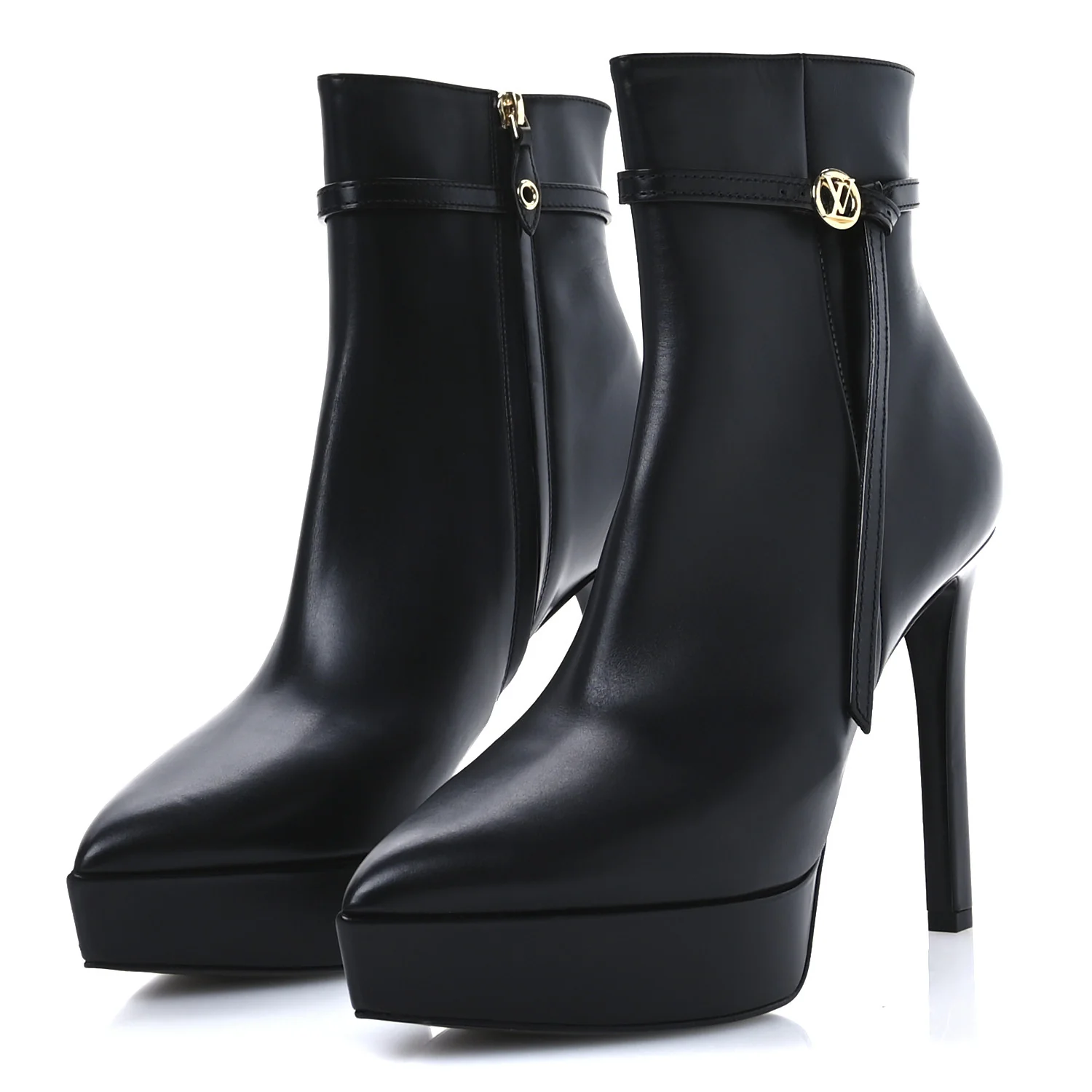 Calfskin LV Roxy Platform Ankle Boots 41 Black - Top Club