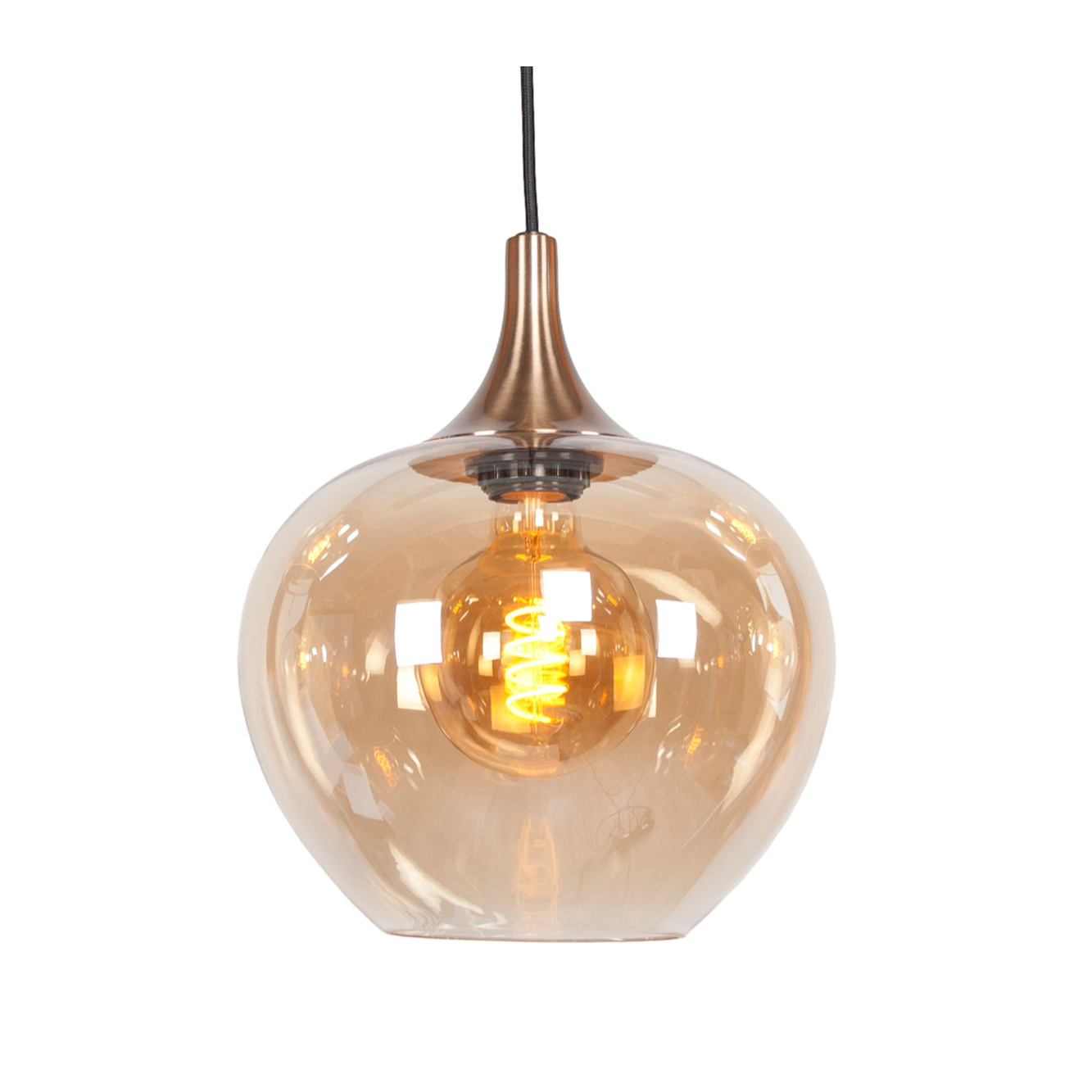 Hanglamp Fresu balk 5-lichts brons/amber