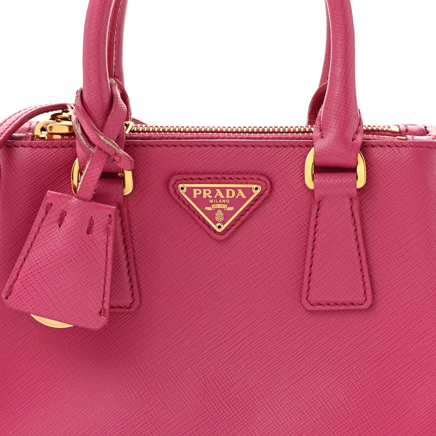 Saffiano Lux Micro Galleria Double Zip Tote Fuxia - Top Club