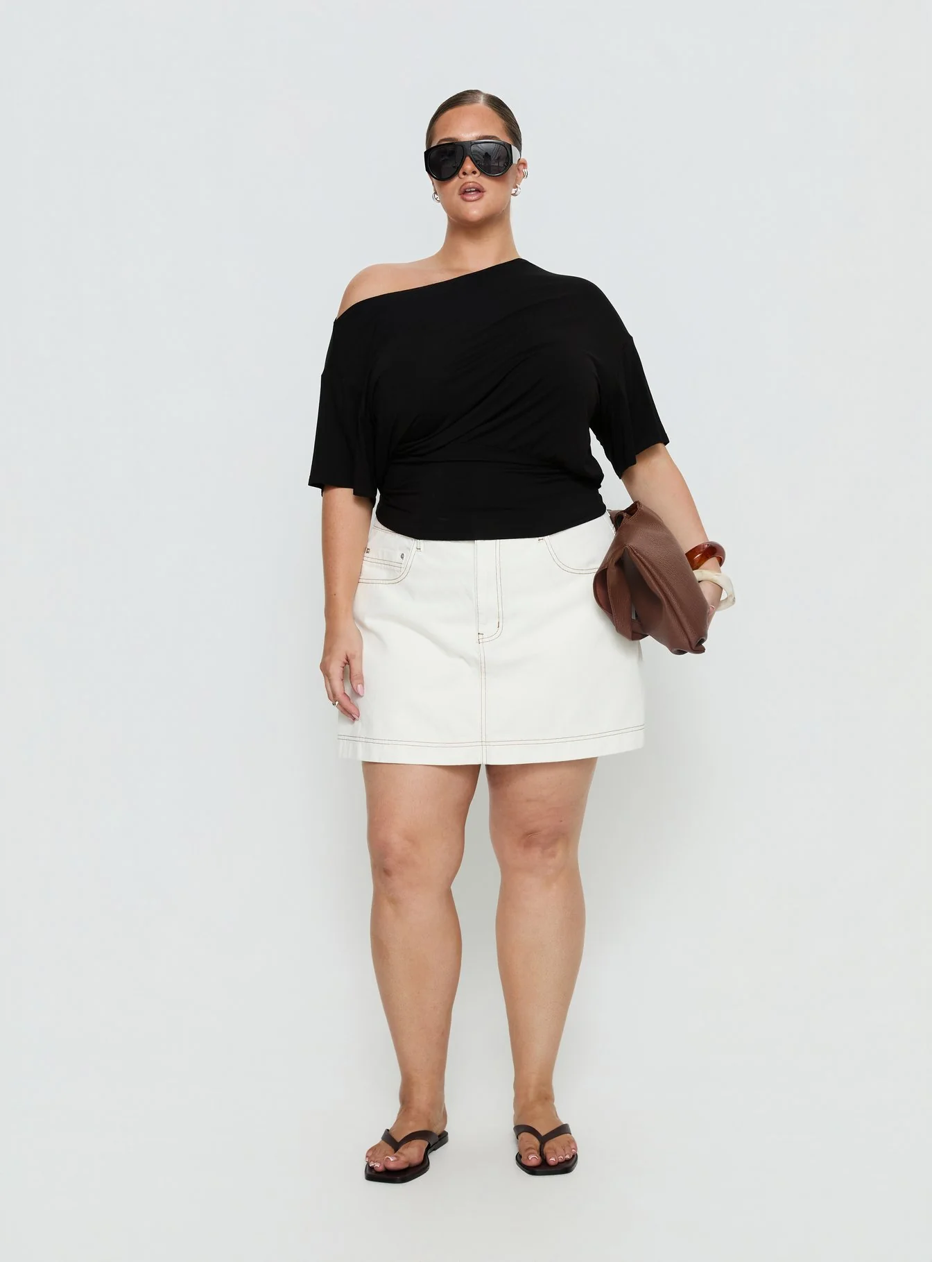 Ashlinn Off Shoulder Drapey Top Black Curve