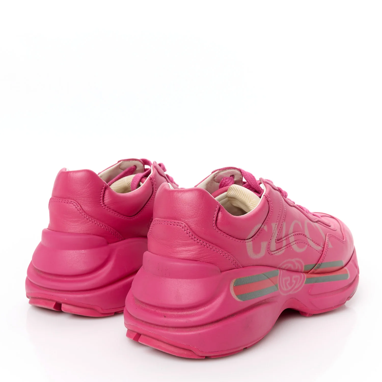 Calfskin Logo Womens Rhyton Sneakers 35 Box Pink - Top Club