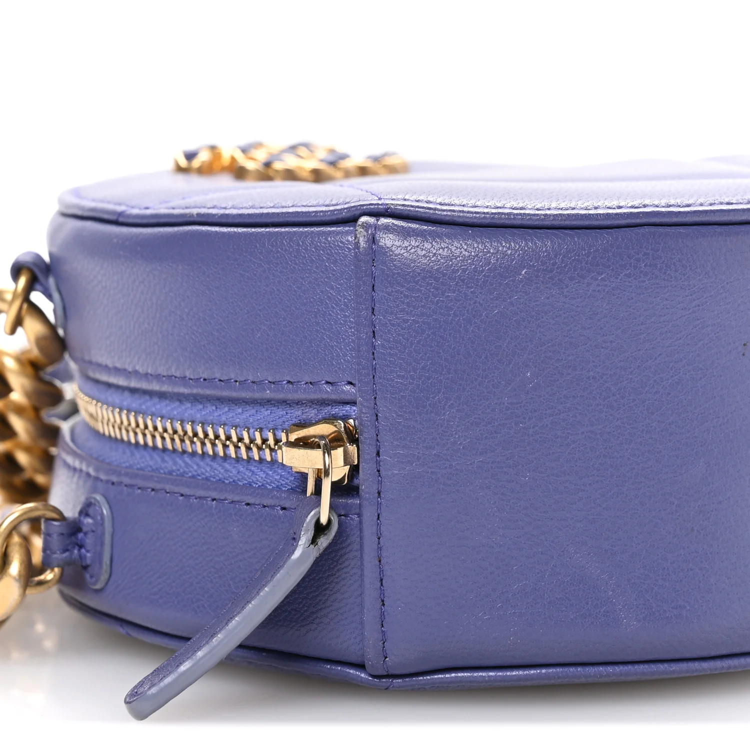 Lambskin Quilted Chanel 19 Round Clutch With Chain Purple - Top Club