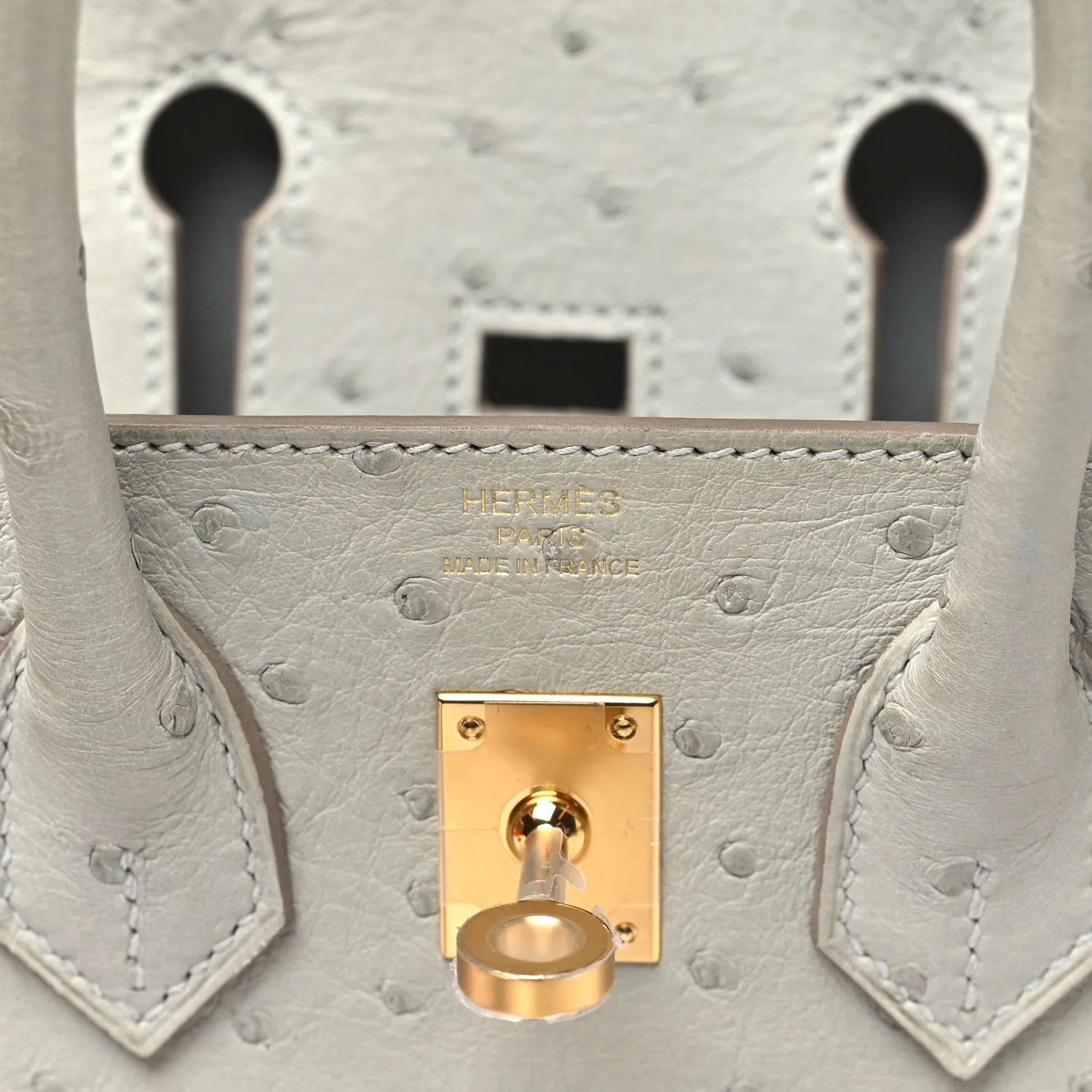 Ostrich Birkin Sellier 25 Gris Perle - Top Club