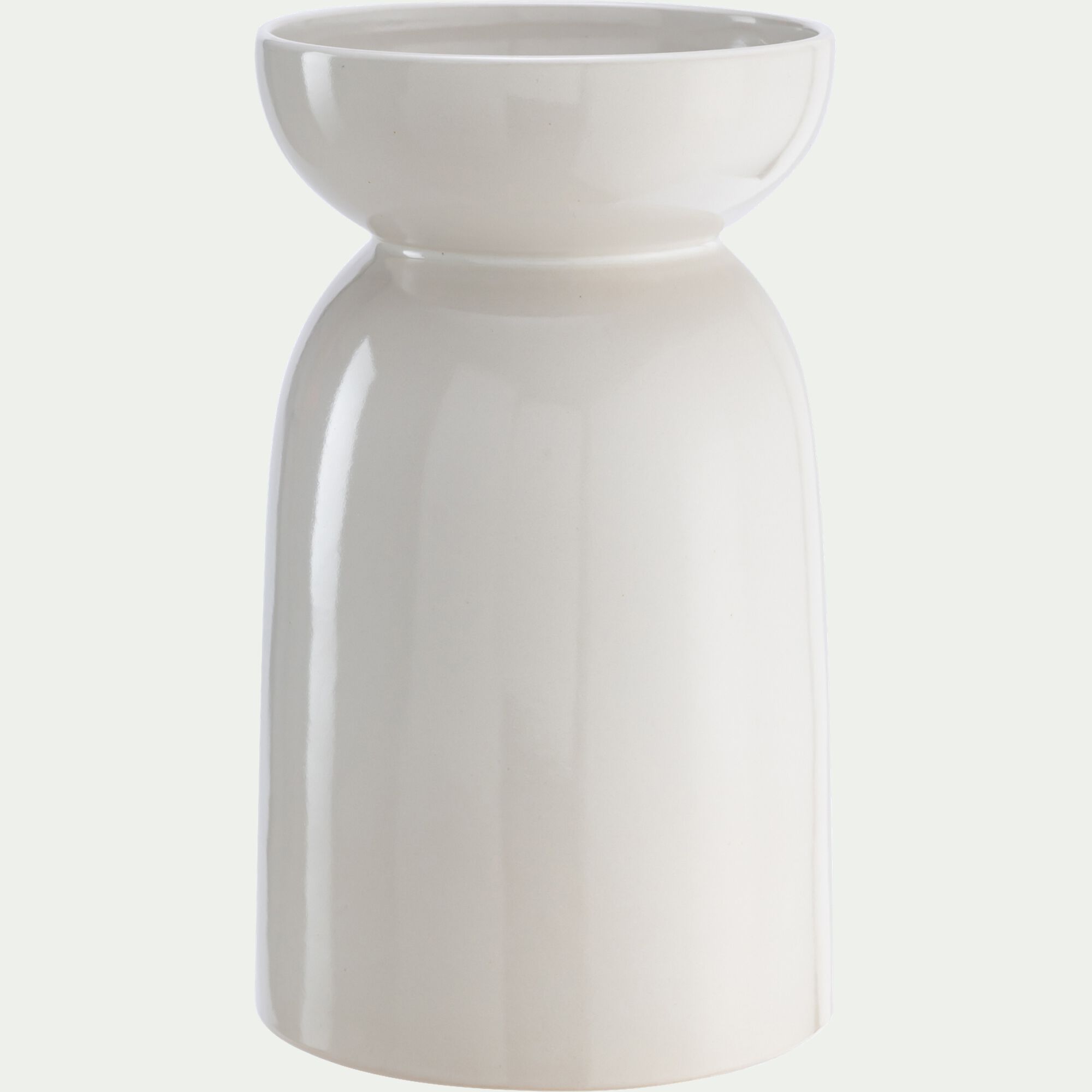 NAVARRE - Vase contemporain en faïence H35,7cm - blanc