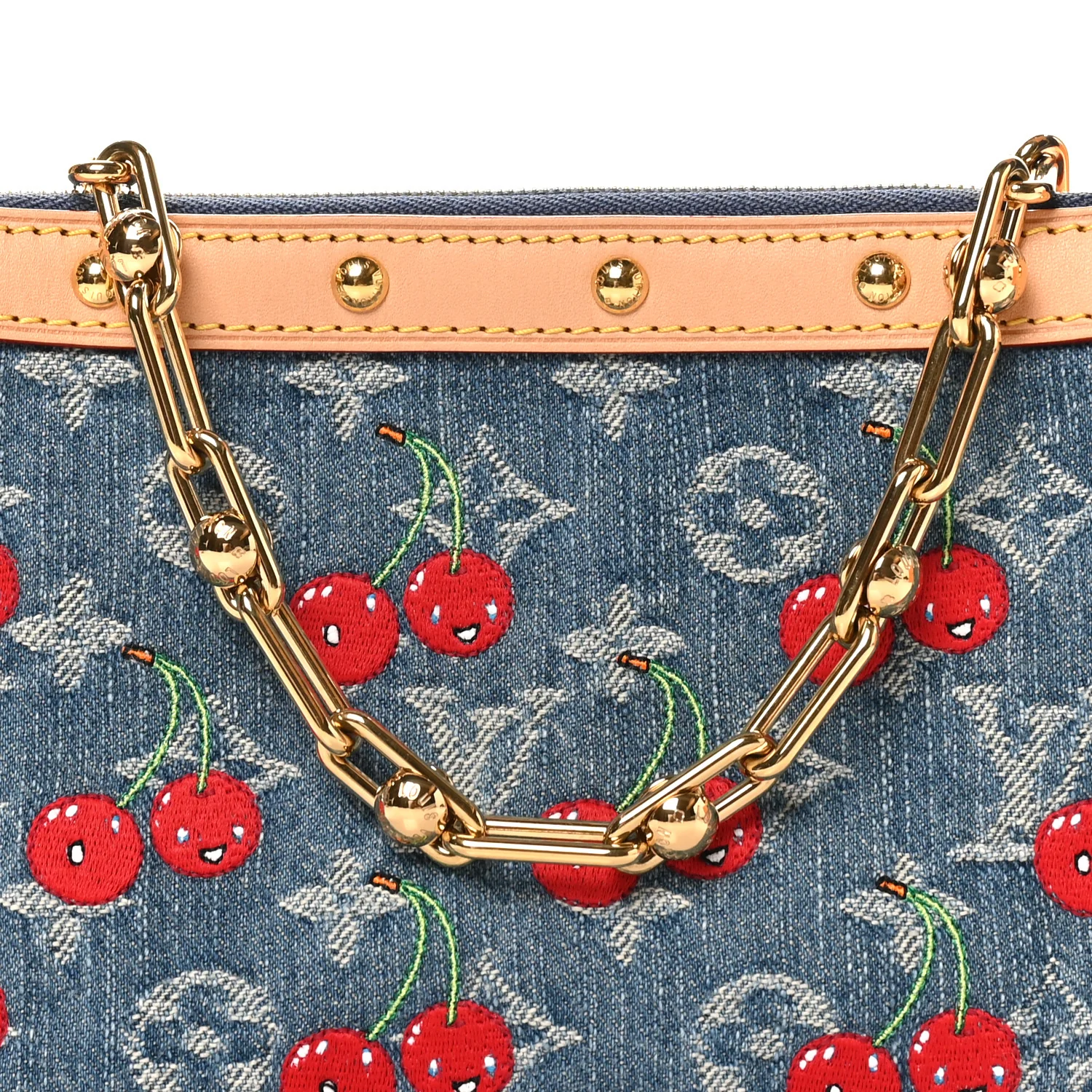 LV X TM Monogram Denim Cerises Pochette Accessories Blue - Top Club