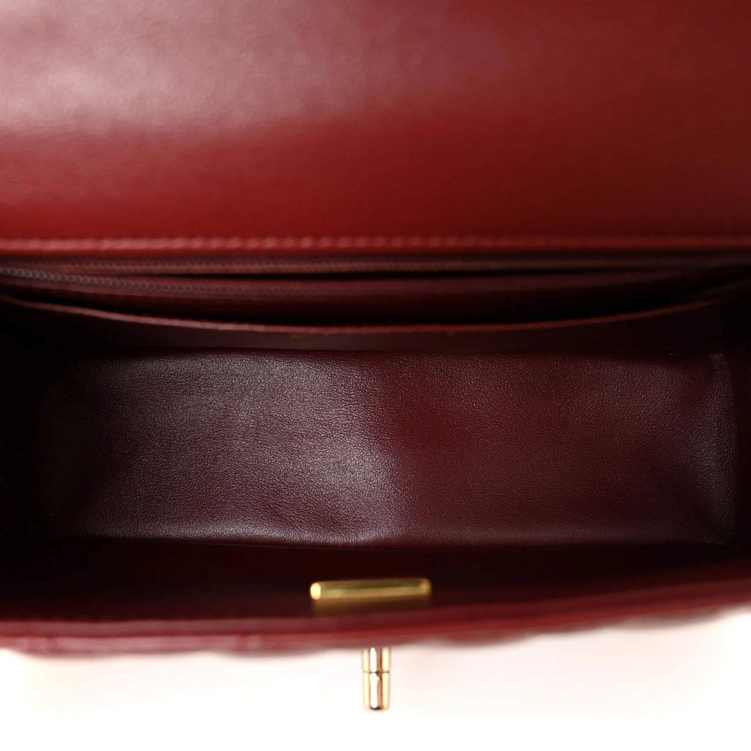 Lambskin Quilted Mini Top Handle Rectangular Flap Burgundy - Top Club