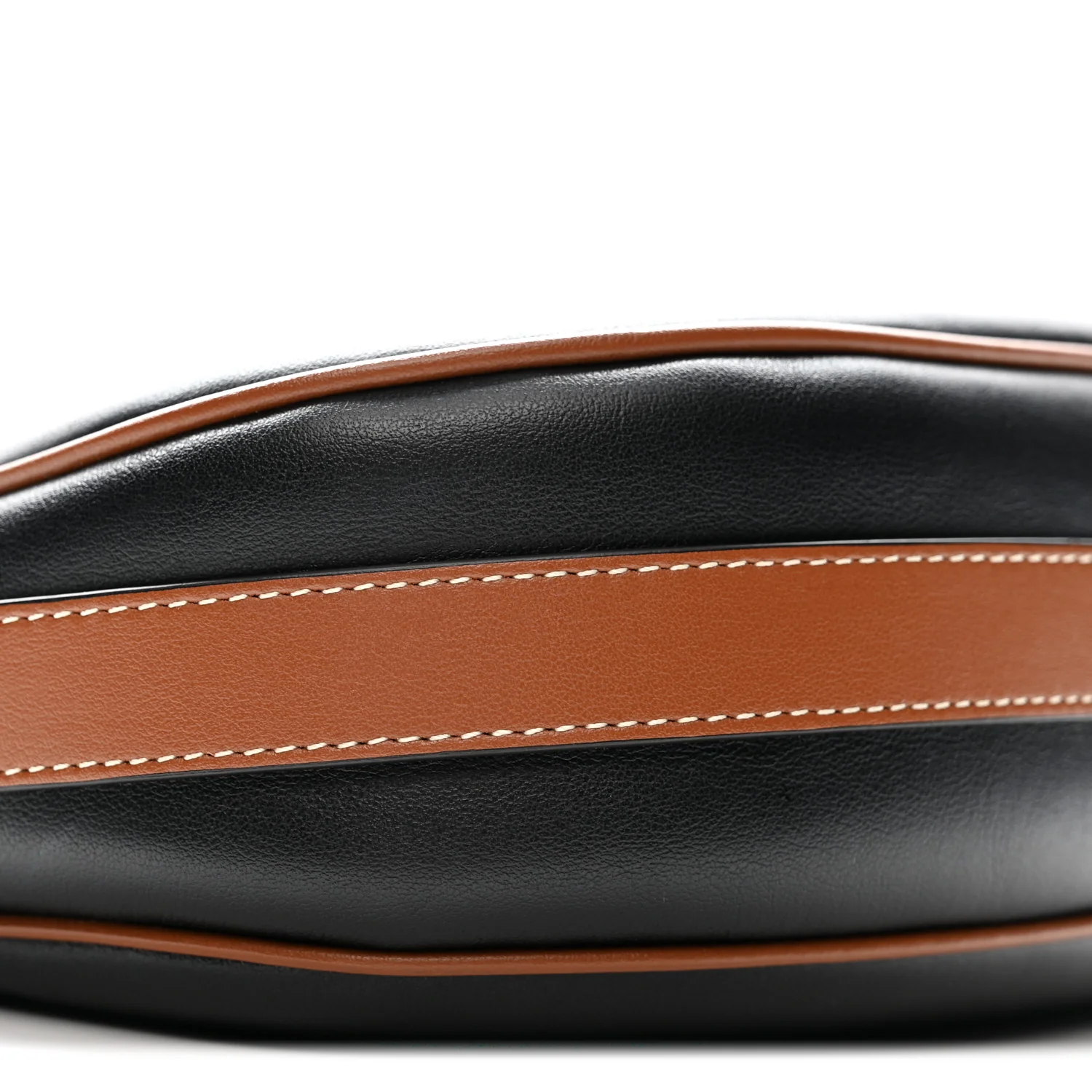 Smooth Calfskin Medium Strap Ava Shoulder Bag Black Tan - Top Club