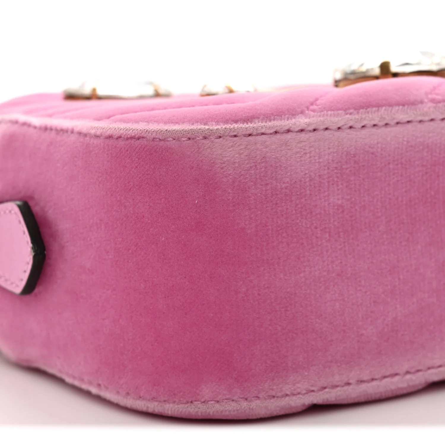 Velvet Matelasse Marquise Crystals Mini GG Marmont Chain Shoulder Bag Malva - Top Club