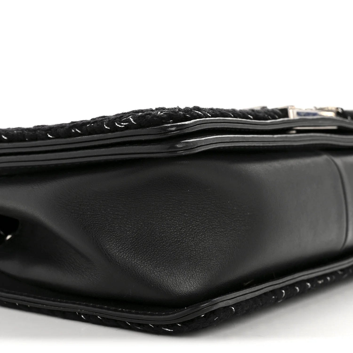 Calfskin Chevron Tweed Medium Boy Flap Black - Top Club