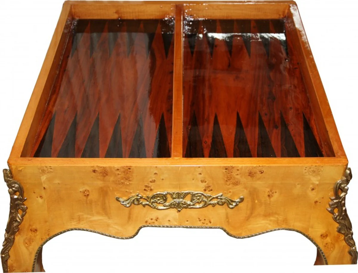 Baroque game table chess / backgammon table mahogany L 60 x W 60 x H 71 cm - furniture antique style baroque