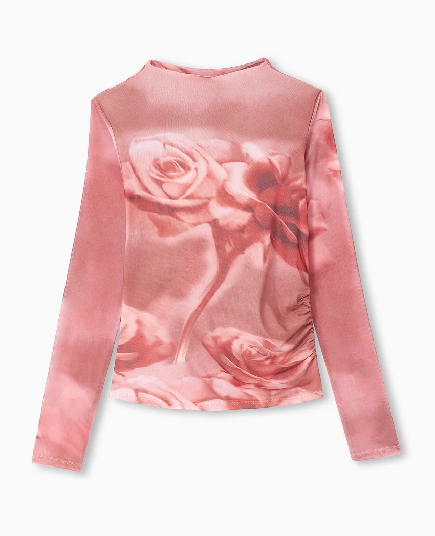 Pimkie Top manches longues en résille motif roses