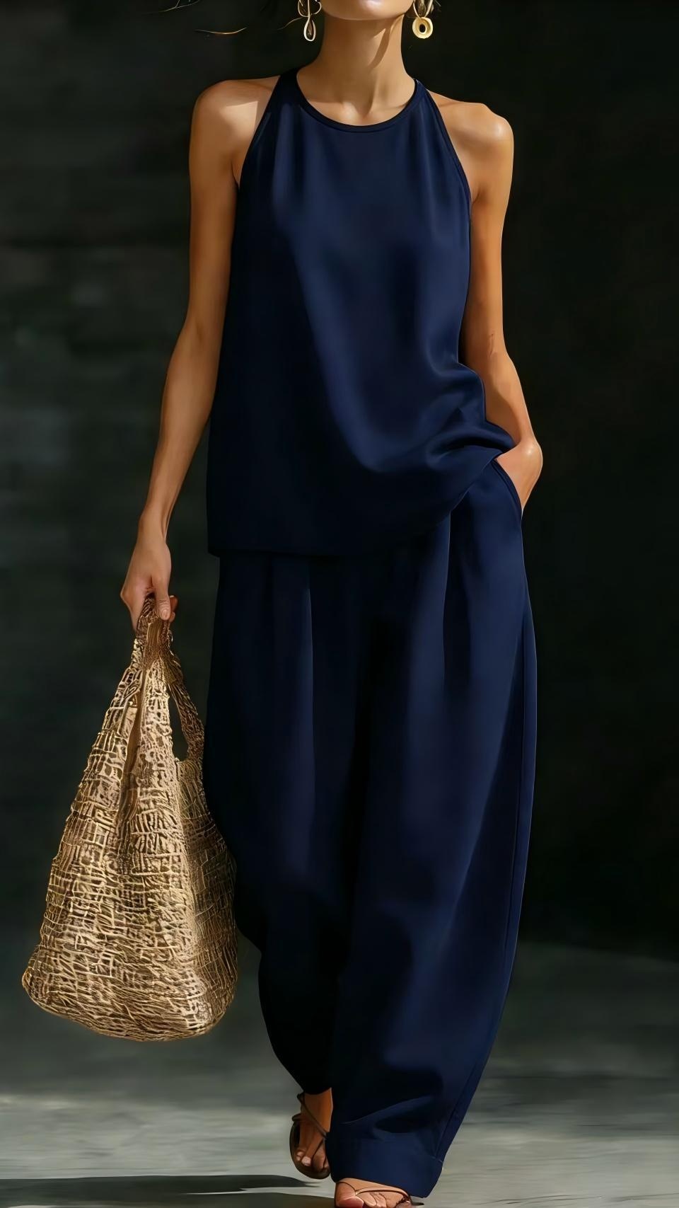 Women's Round-Neck Sleeveless Stylish Casual Set - Nordfashionstorm - Women's Clothing, Fashion for You - Nordfashionstorm.com