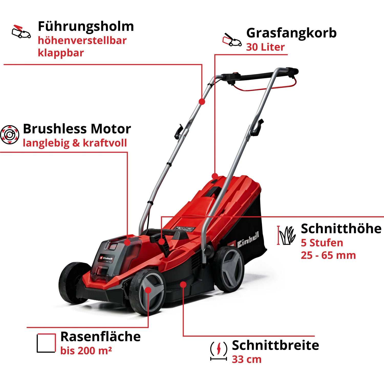 Einhell Tagliaerba a batteria Einhell GE-CM 18/33 Li 18 V 4,0 Ah L taglio 33 cm