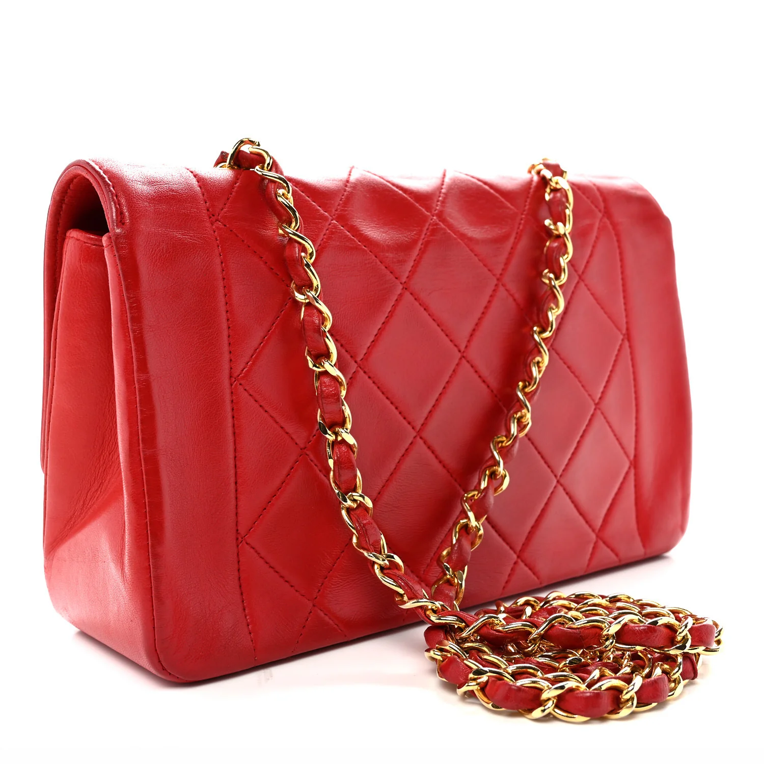 Lambskin Quilted Small Single Flap Red - Top Club