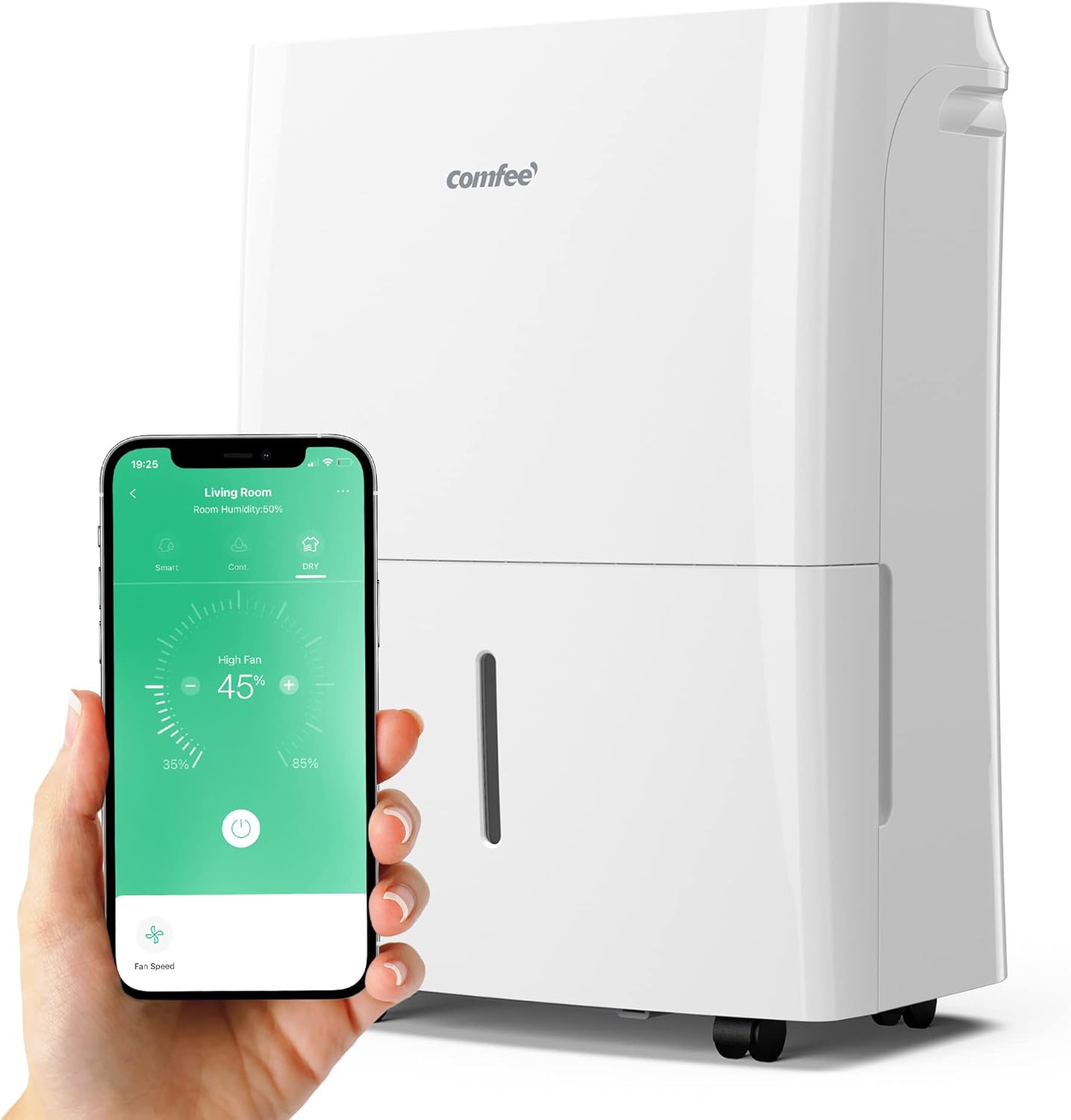 Deumidificatore Casa Muffa 20L/24h, Adatto fino a 40㎡, Tanica da 3L, Deumidificazione Smart, Controllo WiFi, Compatibile con Alexa, Ruote Piroettanti, Timer, MDDF-20DEN7-WF