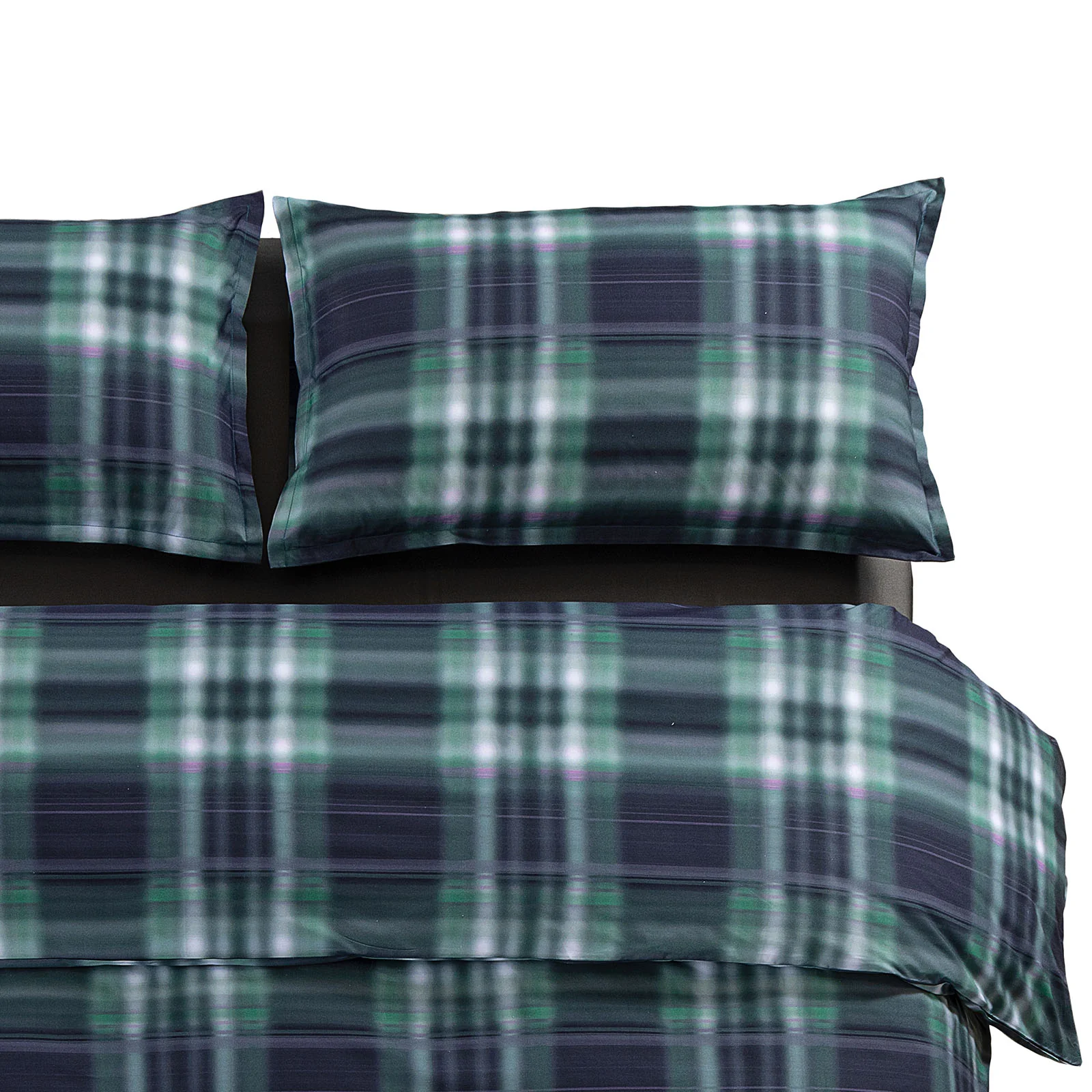 Copripiumino Con Federe In Percalle Hazy Tartan Matrimoniale Blue Royal Diesel