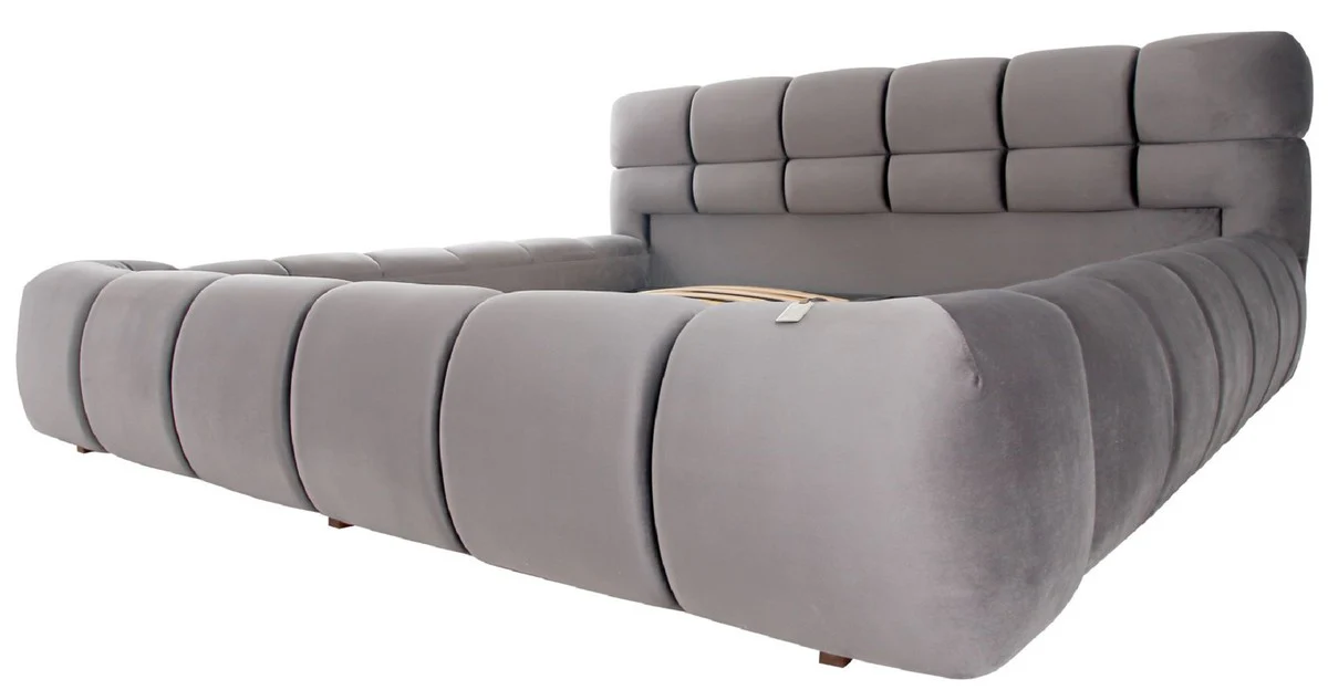 Luxury double bed gray - Various sizes - Modern bed with headboard and slatted frame - Modern bedroom furniture