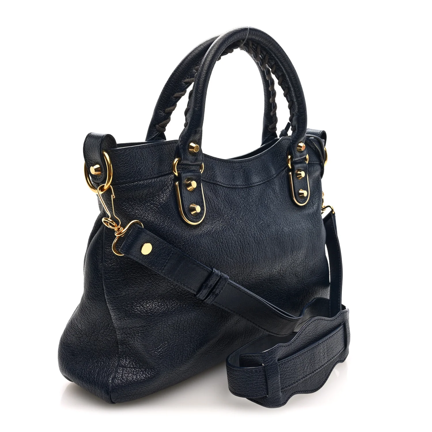 Chevre Gold Metallic Edge Hardware Town Bleu Nuit Dark Sea - Top Club