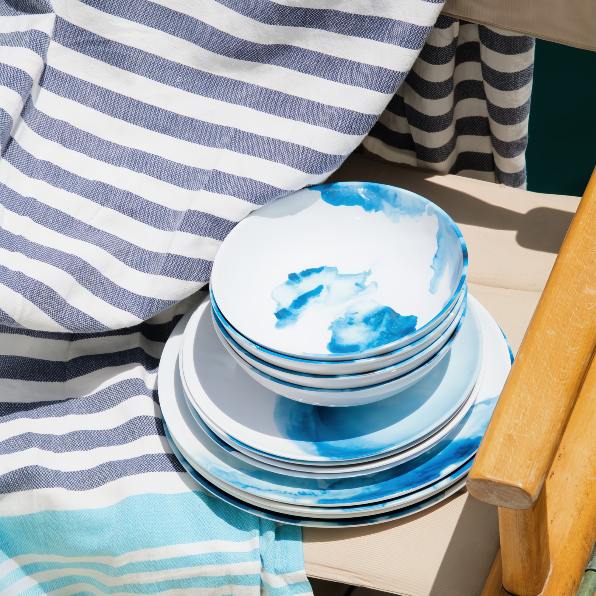 Servies Melamine deep sea - set van 12