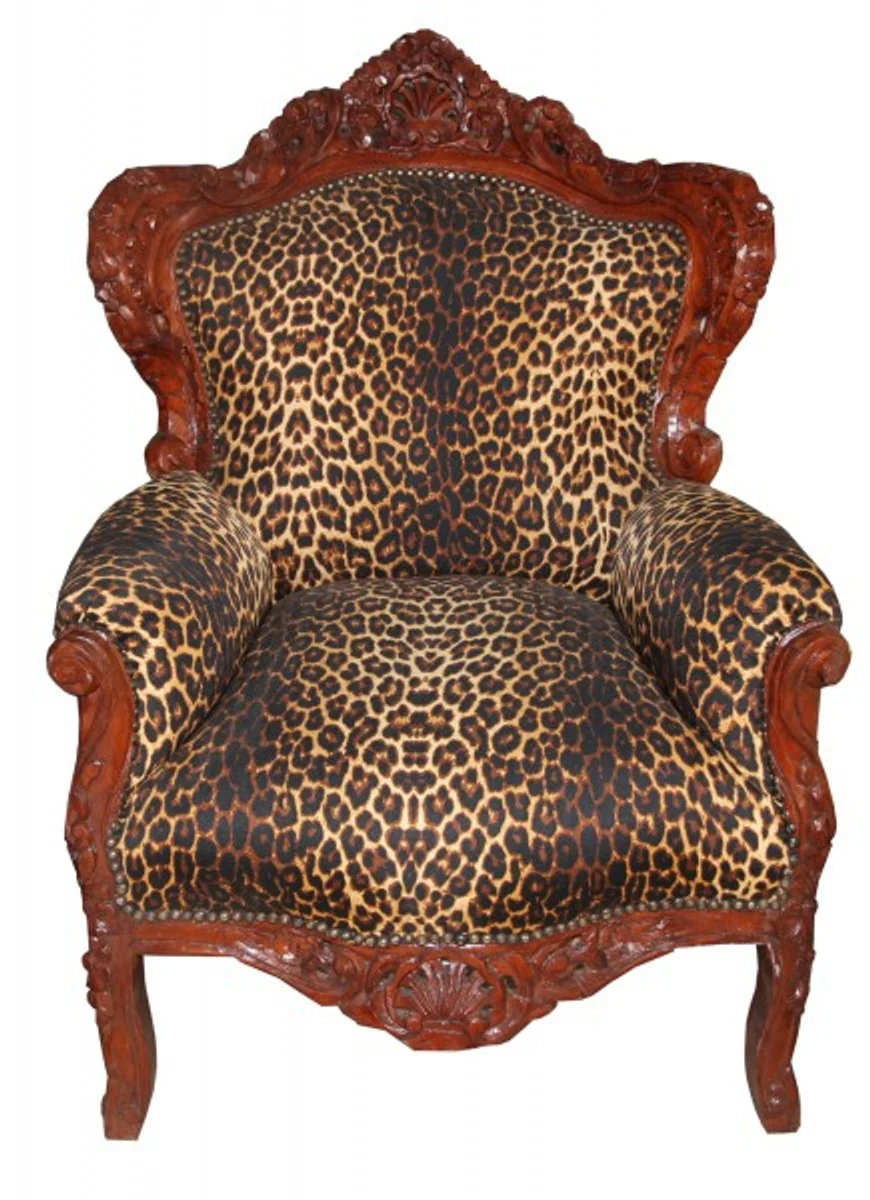 Baroque armchair King Leopard/Brown - antique style